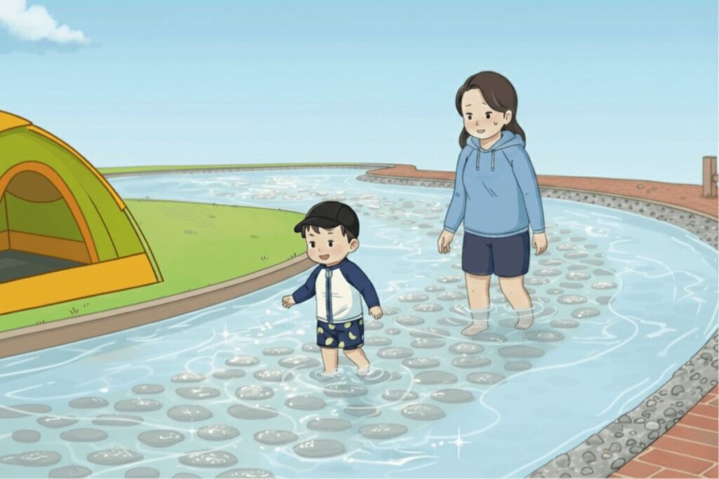 西猪名公園ウォーターランドの流れゾーン(生成AIイメージ)