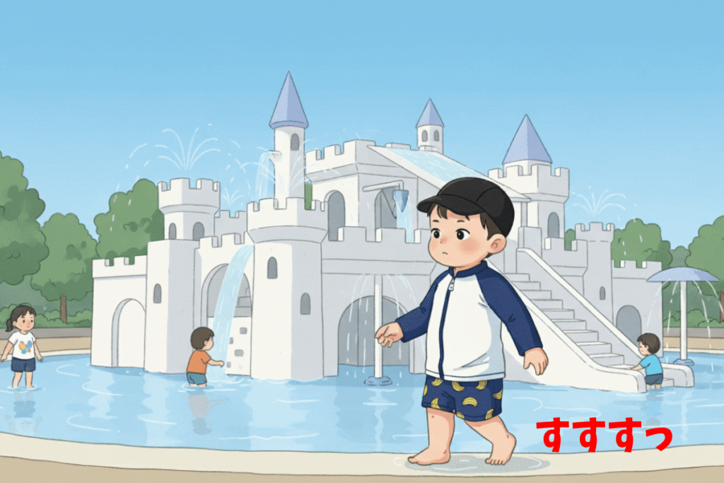 西猪名公園ウォーターランドのウォーターキャッスル(AI生成イメージ)